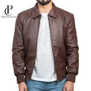 Classic Flight Style A2 Leather Jacket with Ribbed Cuffs