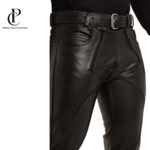 Men’s Genuine Cowhide Leather Carpenter Biker Pants