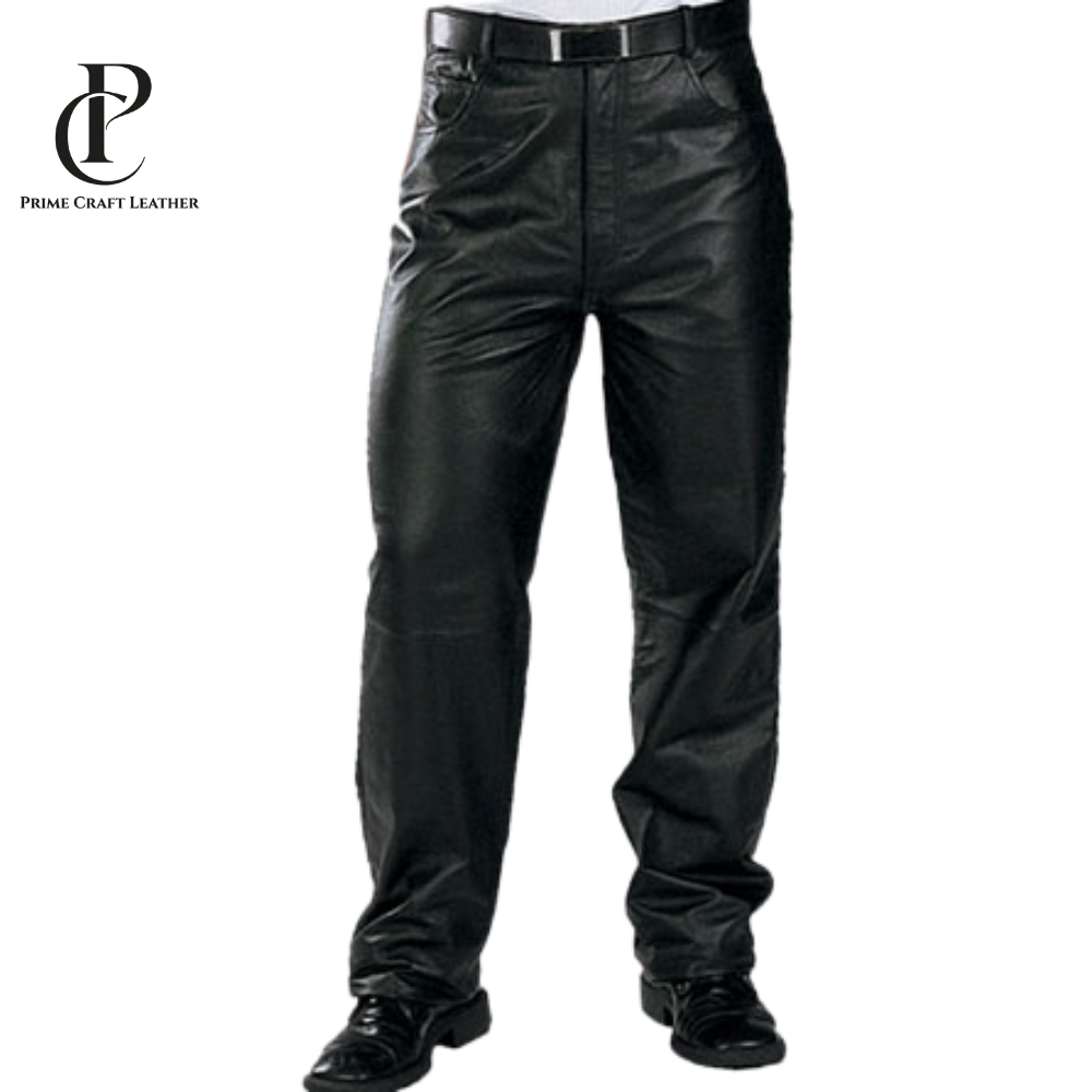 Men’s Premium Black Leather Dress Pants