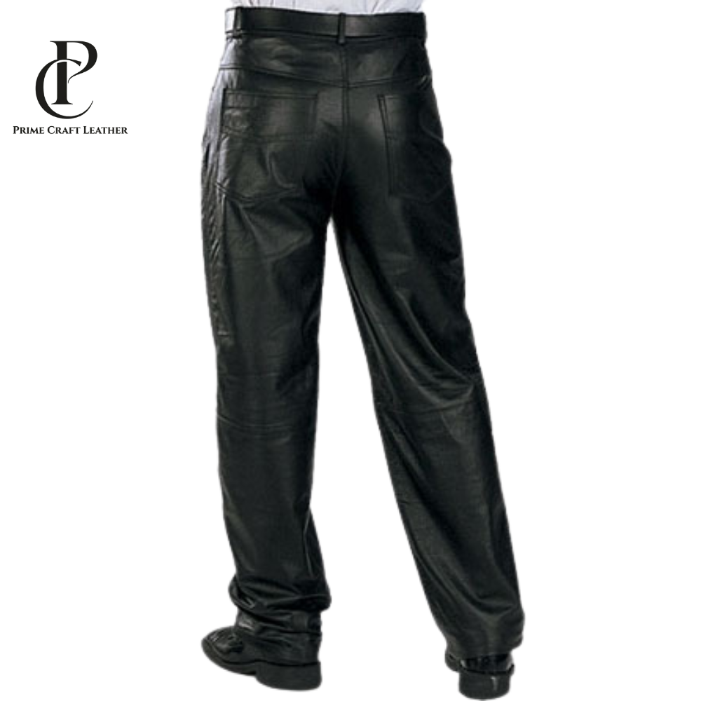 Men’s Premium Black Leather Dress Pants - Image 2