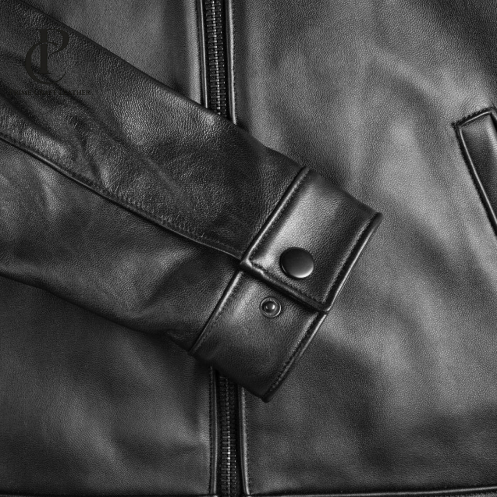 Men’s Shirt Collar Genuine Lambskin Leather Jacket - Image 3
