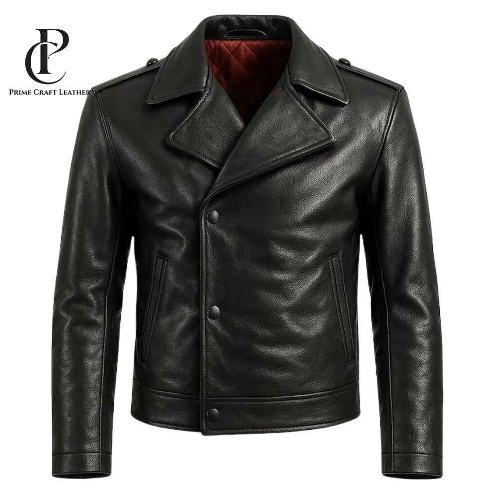 Men’s Shirt Collar Genuine Lambskin Leather Jacket - Image 4