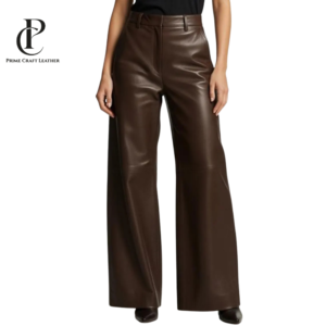 Women’s Curve Love Vegan Leather 90s Relaxed Pants Dark Chocolate Brown