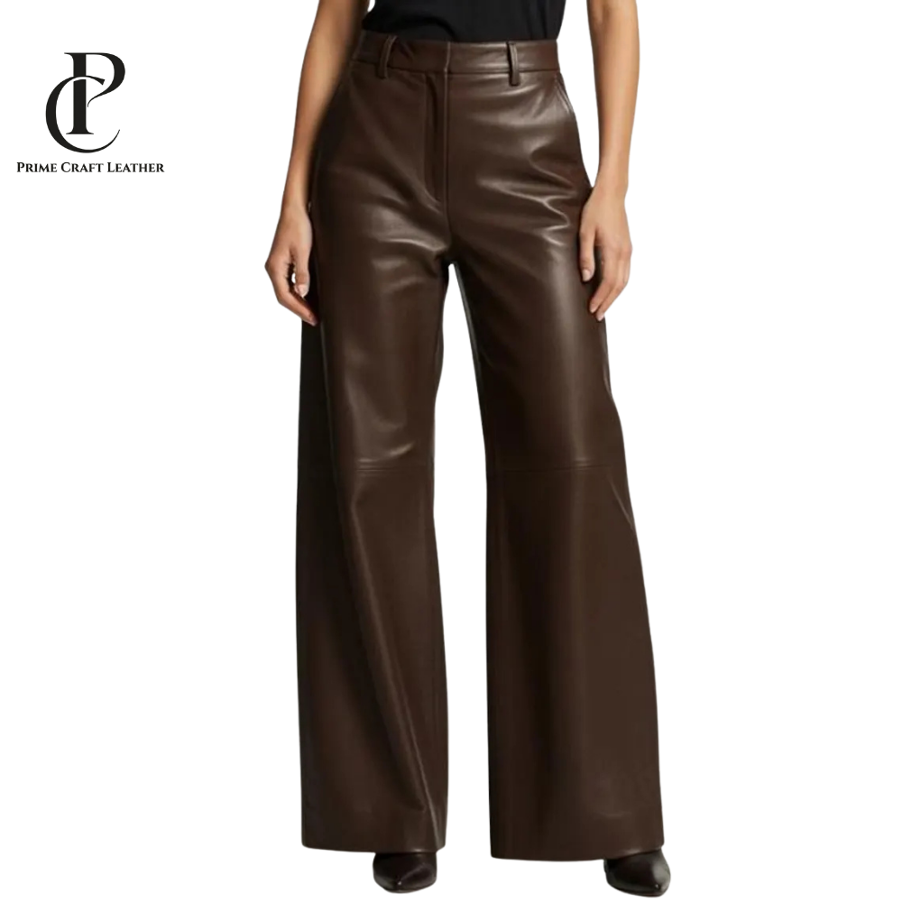 Women’s Curve Love Vegan Leather 90s Relaxed Pants Dark Chocolate Brown
