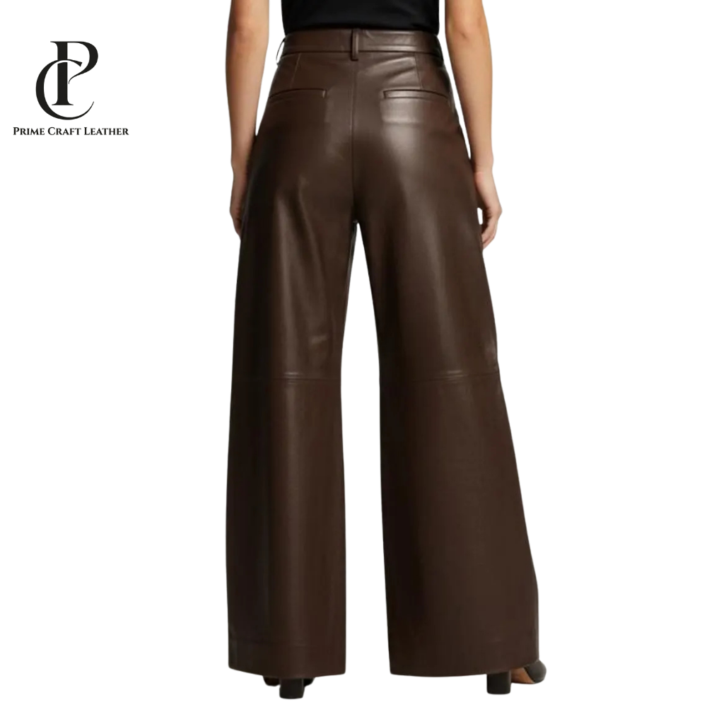 Women’s Curve Love Vegan Leather 90s Relaxed Pants Dark Chocolate Brown - Image 2