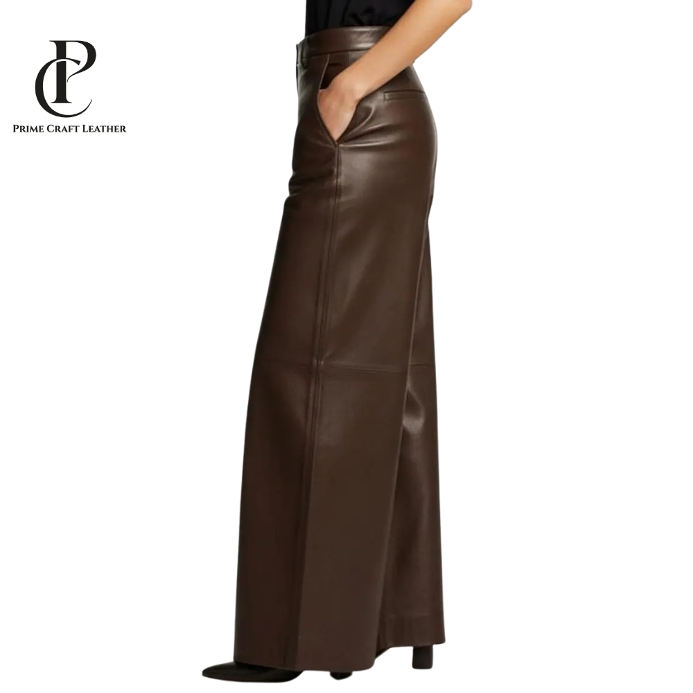 Women’s Curve Love Vegan Leather 90s Relaxed Pants Dark Chocolate Brown - Image 3