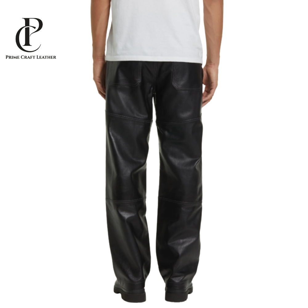 Men’s Genuine Lambskin Leather Pants Slim Fit - Image 2