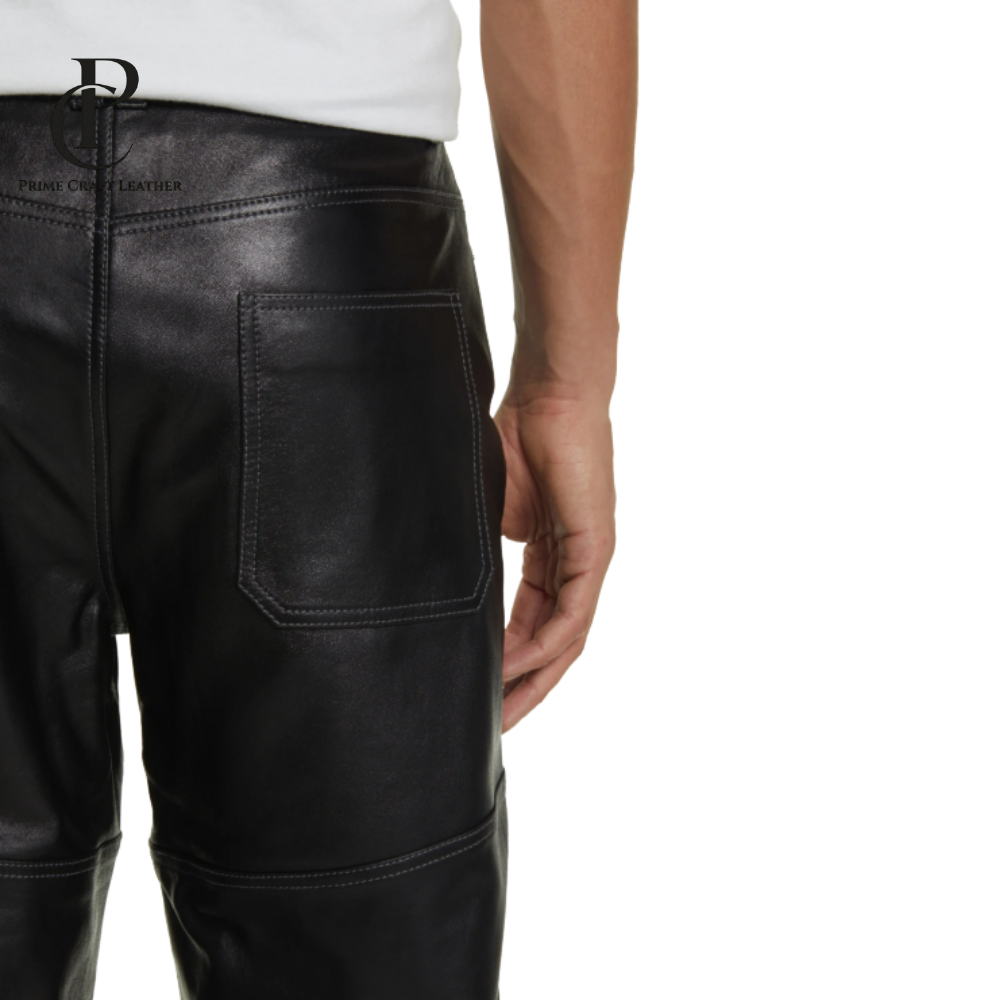 Men’s Genuine Lambskin Leather Pants Slim Fit - Image 4