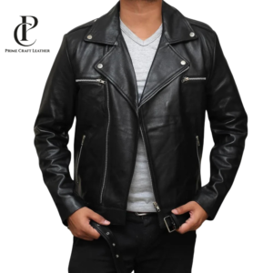 Men’s Biker Leather Jacket Walking Dead Style