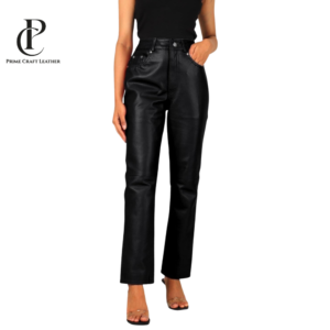 Women’s Black Leather Jeans