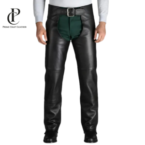 Men’s Classic Black Leather Motorcycle Chaps
