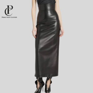 Handmade Lambskin Leather Skirt Fitted Maxi Skirt