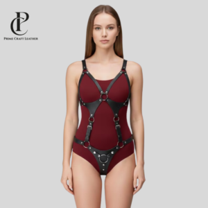 Leather Full Body Harness with Strap-On Adjustable Fit Soft Genuine Leather Body Harness