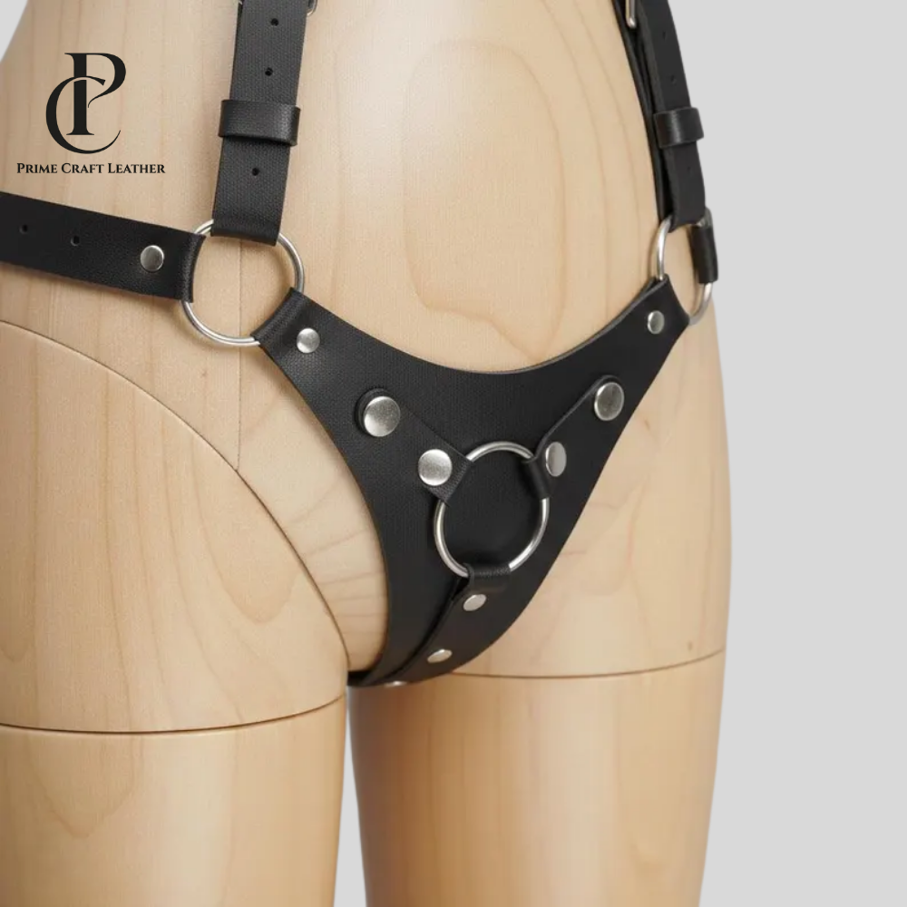 Leather Full Body Harness with Strap-On Adjustable Fit Soft Genuine Leather Body Harness - Image 5