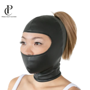 Genuine Black Leather Gwendoline Style Hood Mask