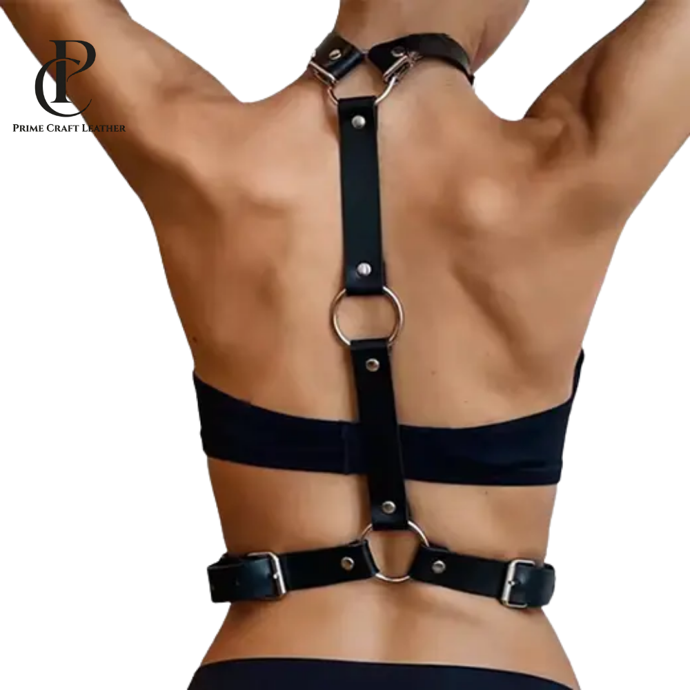 Genuine Leather Waist Harness Belt Strap Adjustable Gothic Body Harness Belt for Women - Image 2